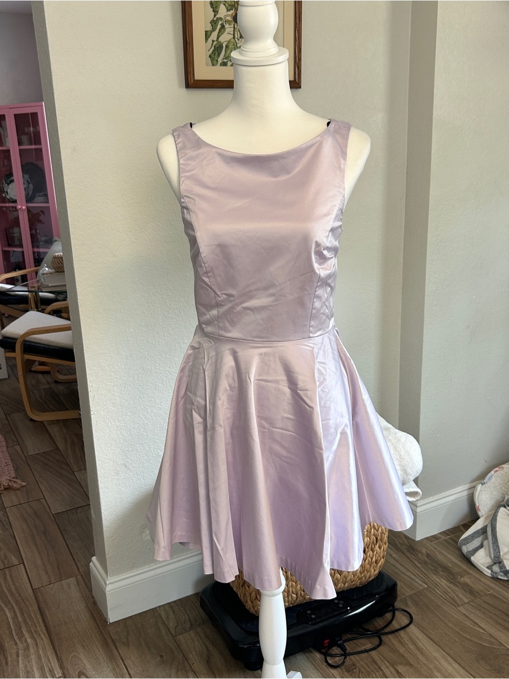 Vintage y2k Bebe lavender satin deadstock Roman holiday mini dress